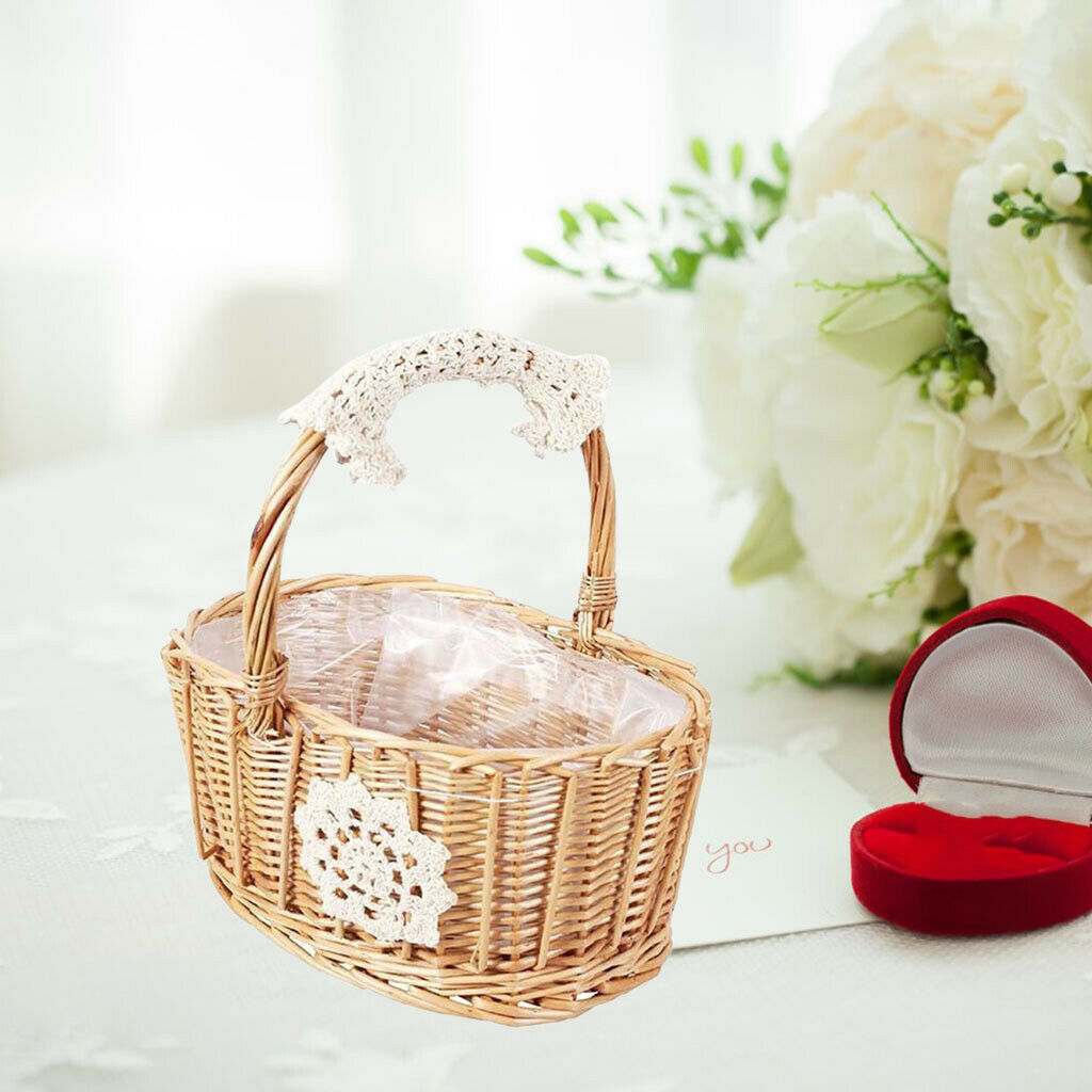 Weaving Basket Hand-Woven Crafts Floral Natural Storage Box for Family Party