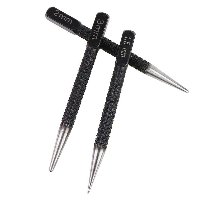 3Pcs/Set Non Slip Center Punch Pin Set Drill Bit Alloy Steel 3/32" Wood Meta KX