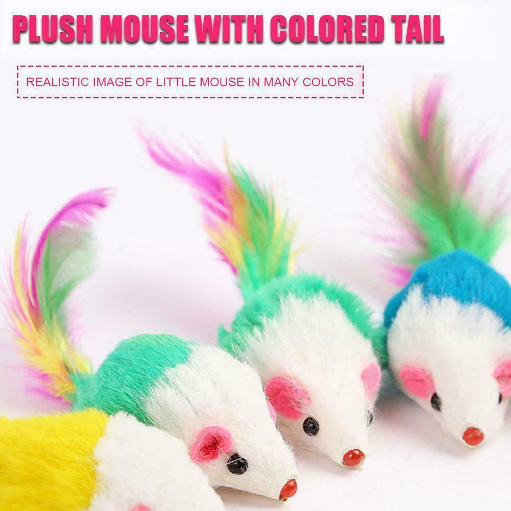 1Pcs Realistic Mouse Pet Cat Toys Mini Playing Toys with Feather Colorful new