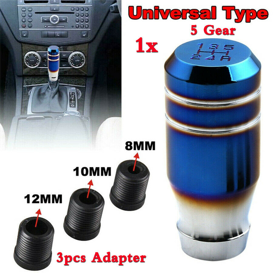 1x Burnt Blue Manual 5 Speed Car Gear Lever Stick Shift Knob Shifter w/Adapters