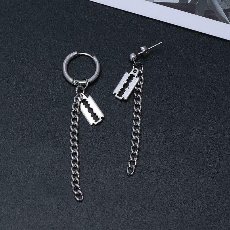 Titanium Steel Korean Boy Jin V Dlade Pendant Tassel Chain Drop Fashion Earrings