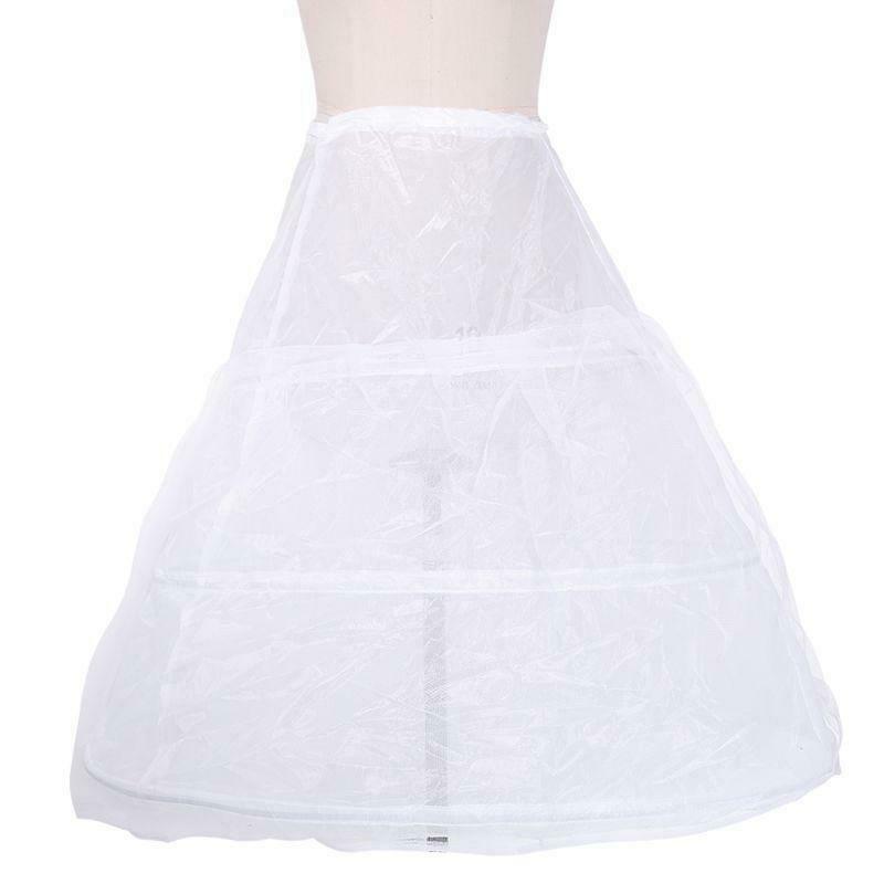 Women Bridal 3 Hoop A-Line Floor-Length Full Slip Petticoat Ball Gown Two-Layer