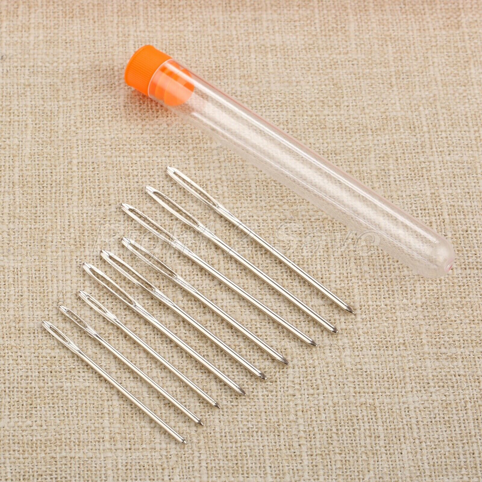 9pcs Large-eye Stainless Steel Sewing Cross Stitch Blunt Needles 3 Size +Bottle