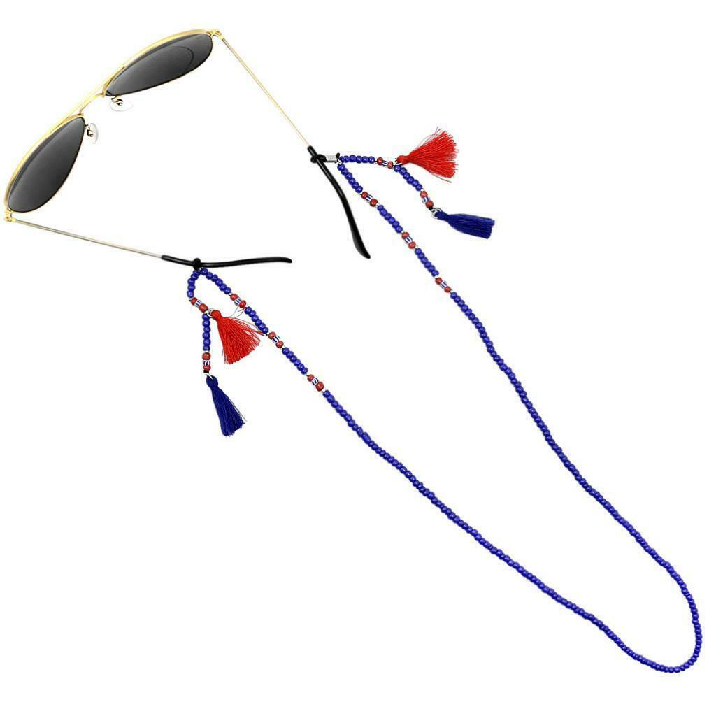 2 Pieces Glass Beaded Eyeglass Straps Sunglasses Holder with Non-slip Silicone