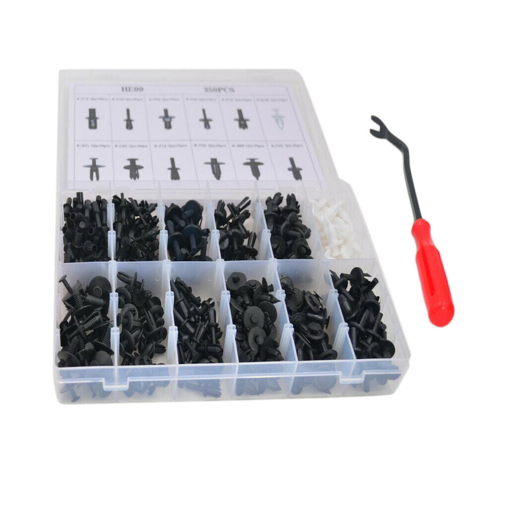 350 Pack Car Body Push Pin Rivet Fasteners Screw Splash Guard Hood Kit
