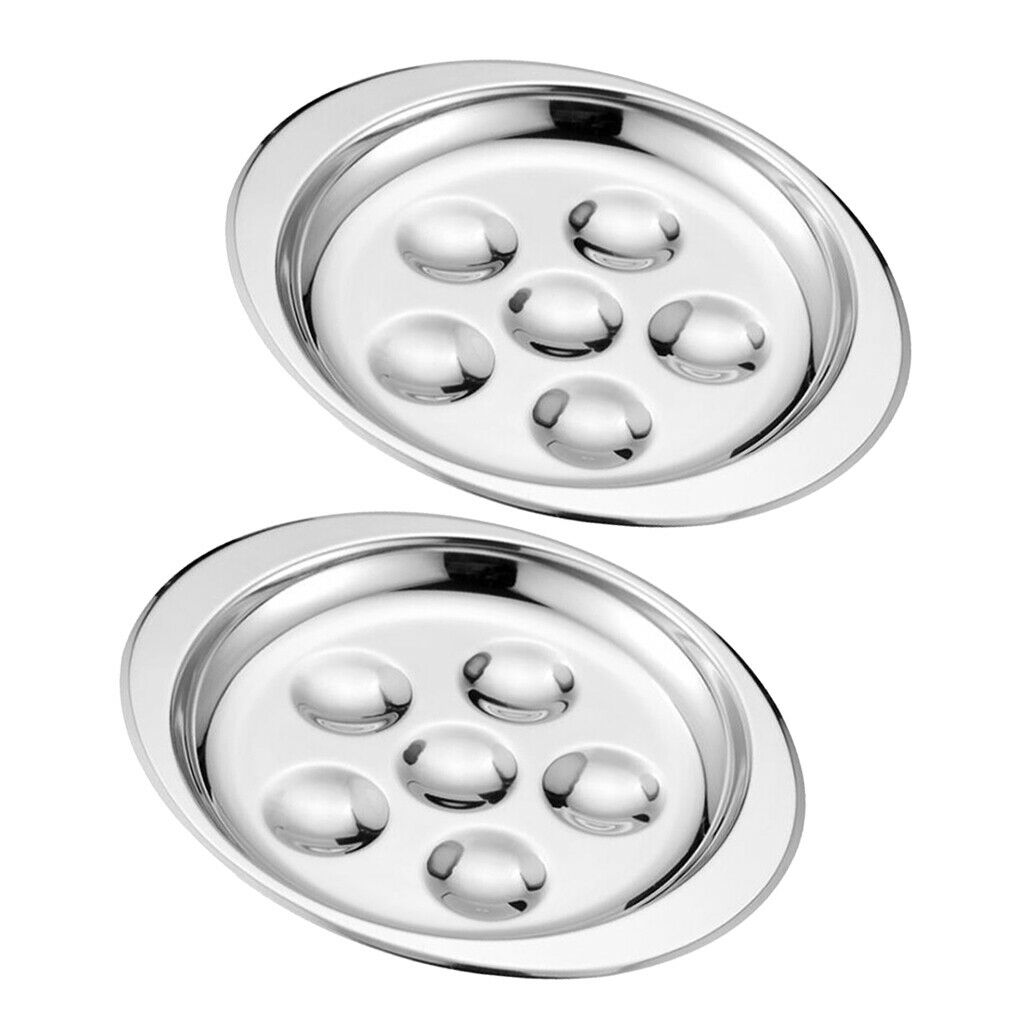 2x Stainless Steel French Escargot Baking Plate Mushroom Snail Dish Set