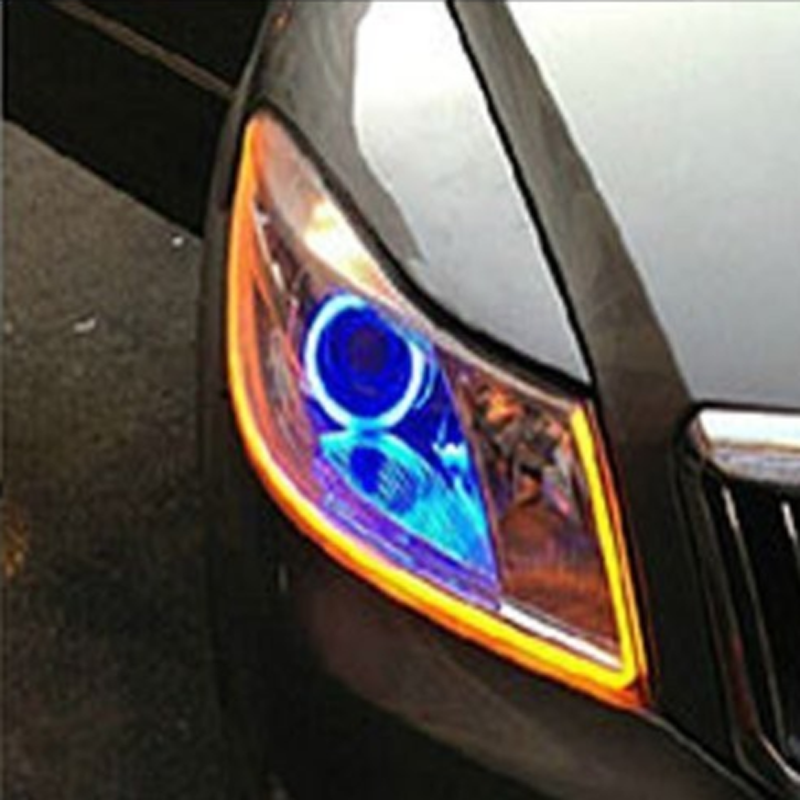 2x 60cm LED Light Strips Tube Switchback White/Amber Flexible DRL Turn Signal