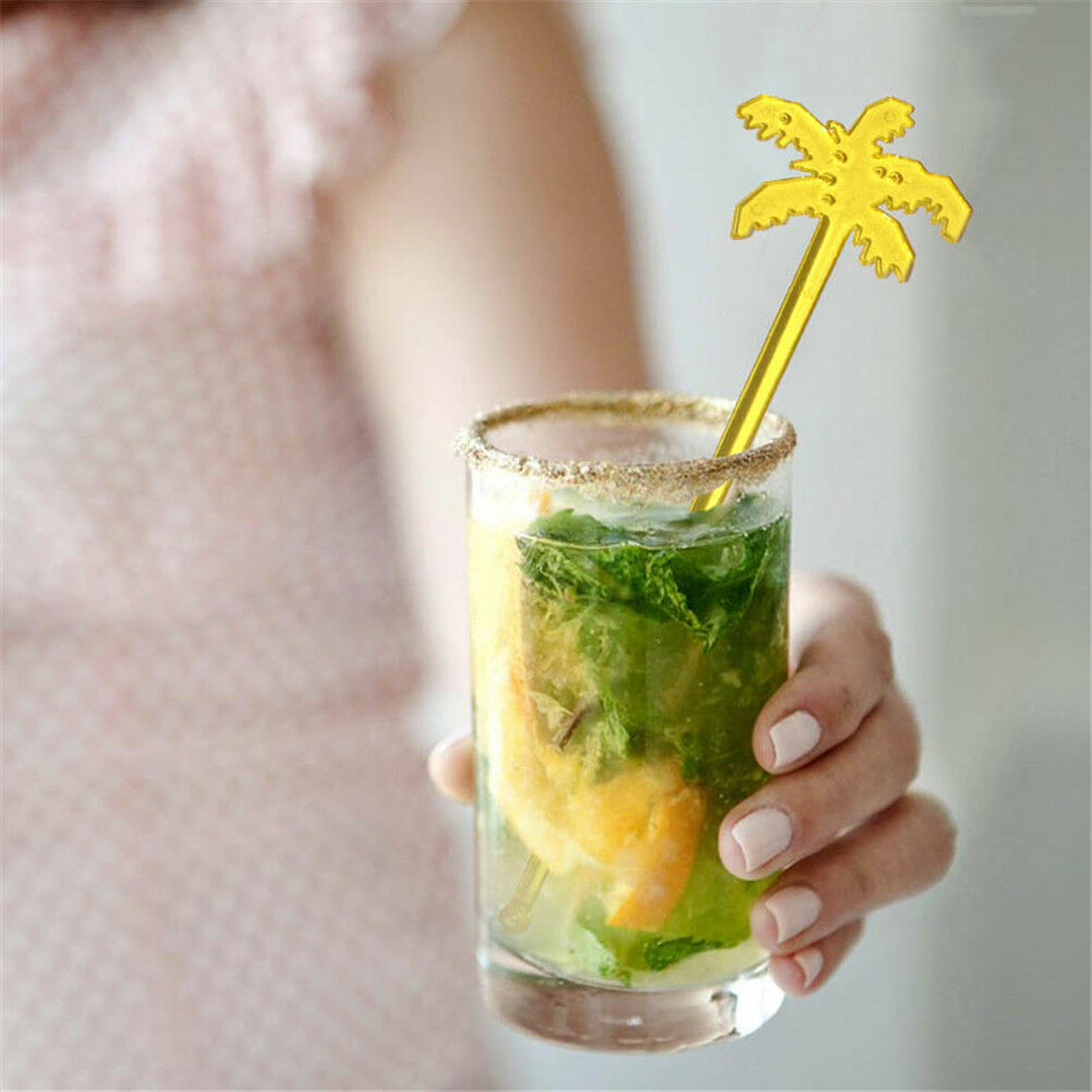 50pcs Coconut Tree Cocktail Swizzle Sticks Drink Stirrer Coffee MuddlerPuddle Xz