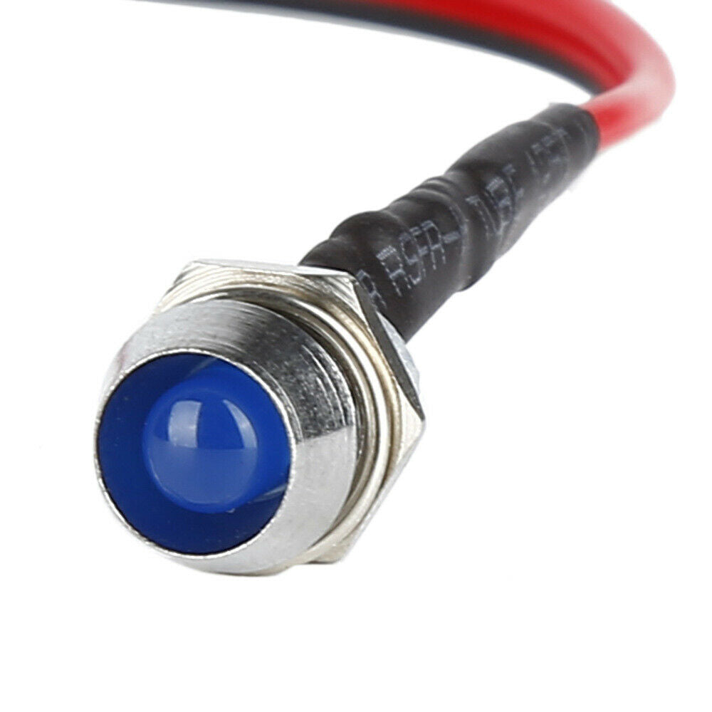 10* Blue 8mm 12V LED Indicator Lamp Warn Light Pilot Dash Panel Car Truck Boat