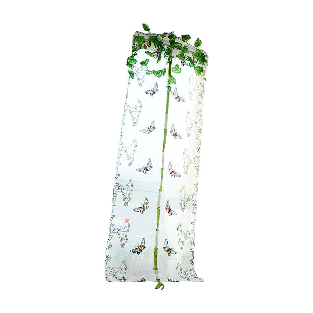 Pastoral Butterfly Tulle Roman Curtain Embroidered Sheer White 0.8x2m