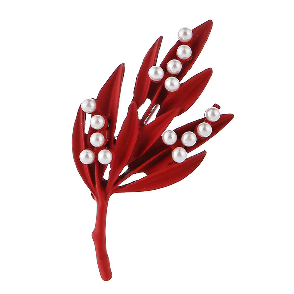 Fashion Women Leaf Brooch Breastpin Corsage for Party Proms Red