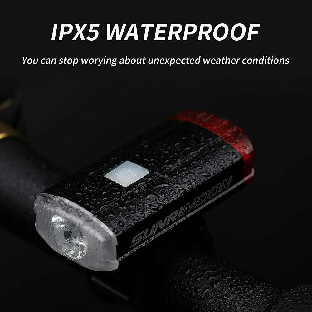 USB Rechargeable Waterproof Bike Headlight Tail Cycling Safety Warning Lamp