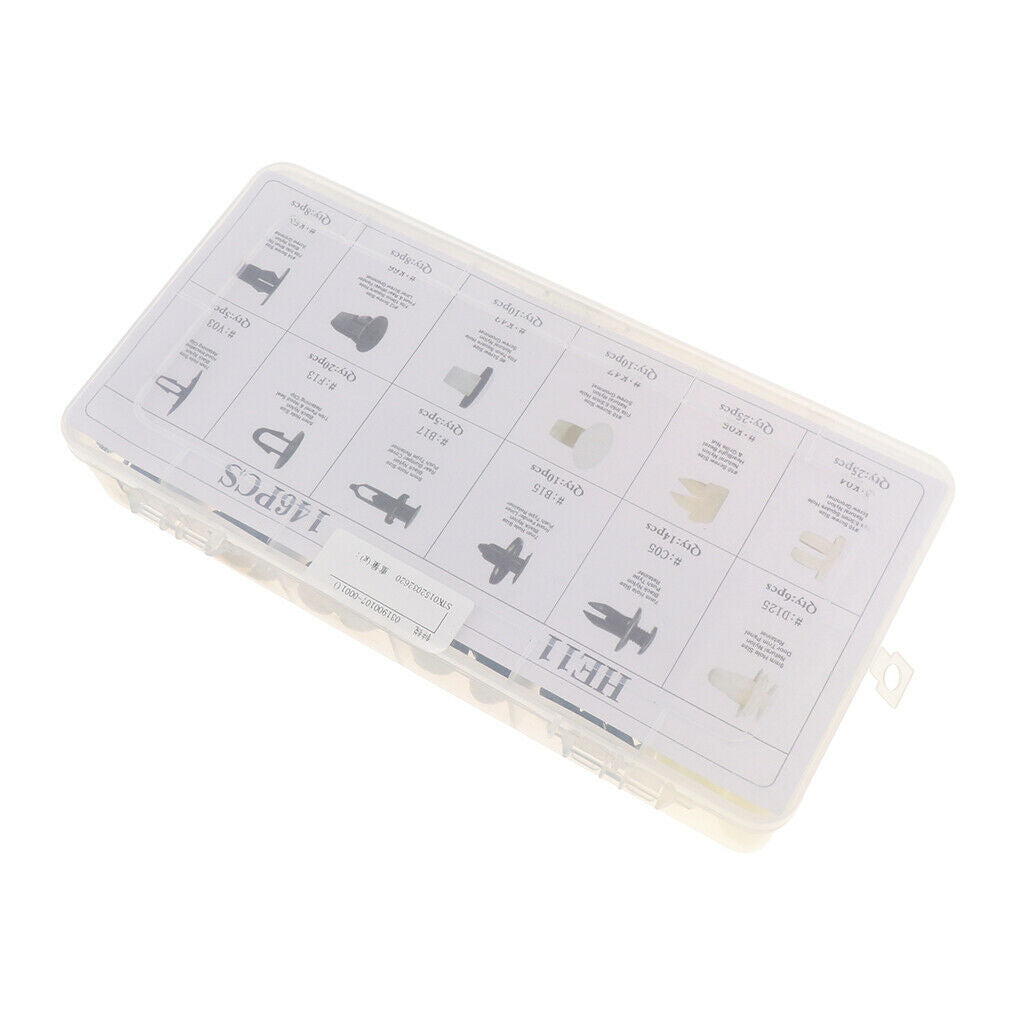 HE11 146Pcs Car Boxed Plastic Fastener Push Type Rivets Bumper Retainer Clip