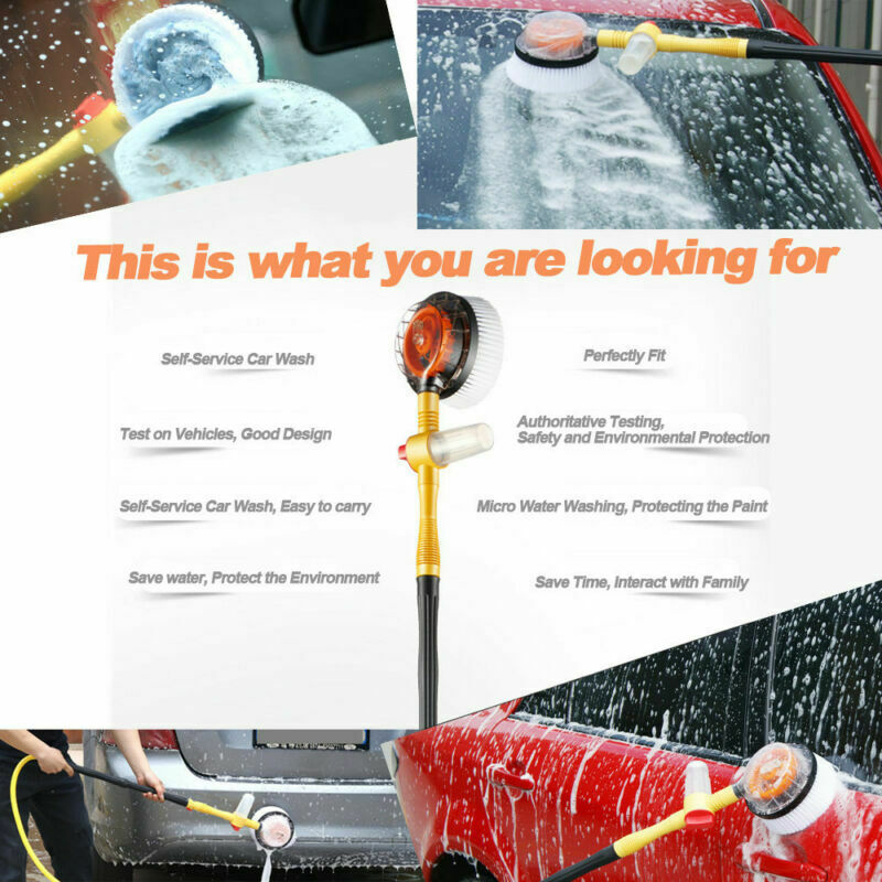 Car Wash Switch Water Flow Foam Brusher Portable Rotating Brush Auto Clean Tools