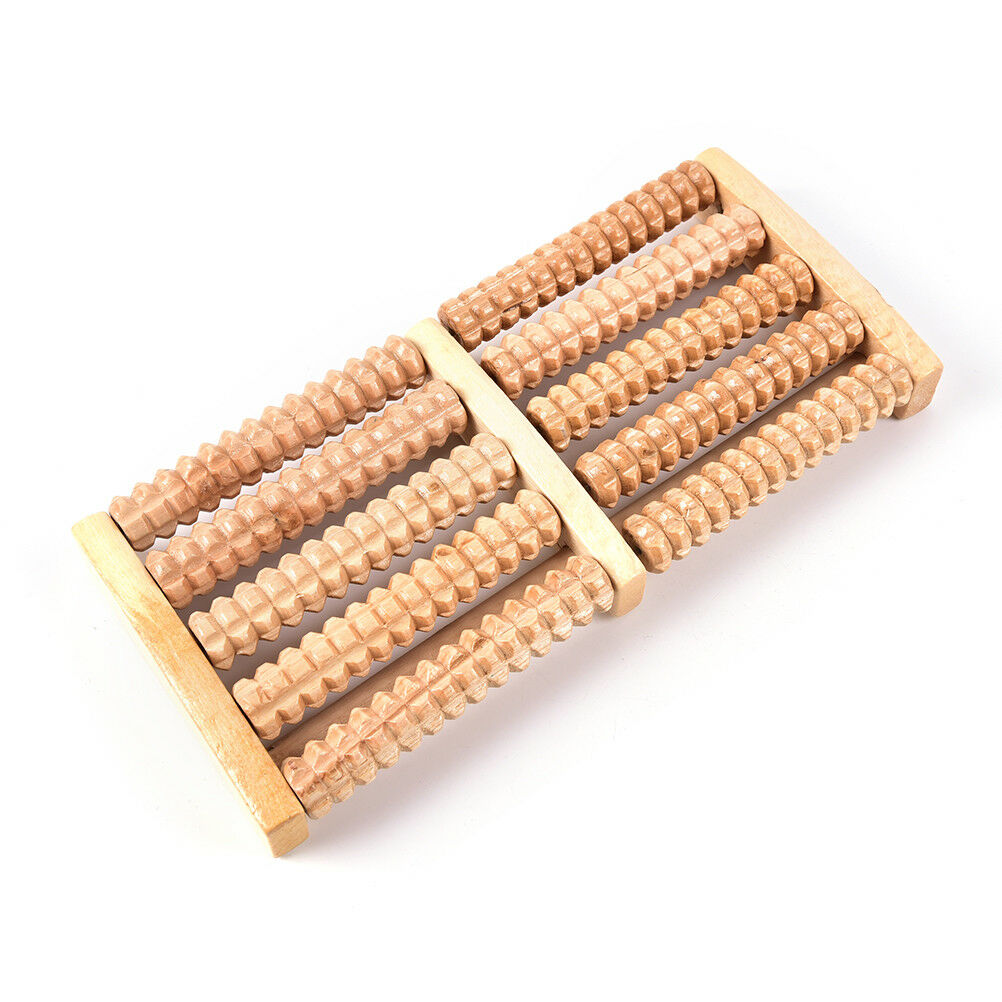 5 Row Wooden Foot Roller Wood Care Massage Reflexology Relax Relief Massager BDA