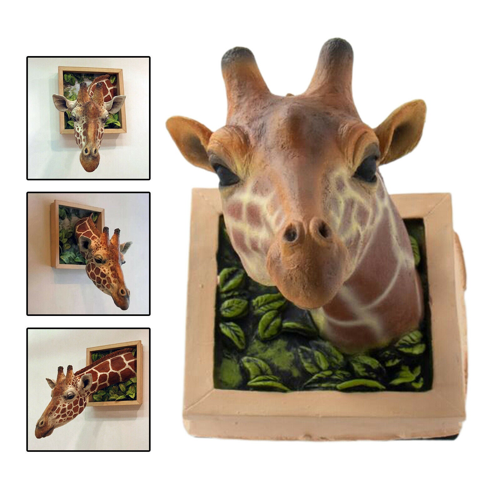 Giraffe Head Wall Mounted Statue Home Garden Bedroom Background Decoration