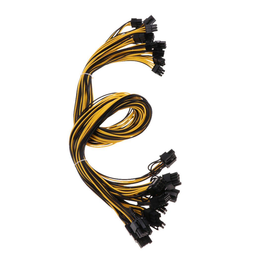12Pcs PCIe 6Pin to 8-Pin (6+2Pin)PCI  Power Adapter Cable for Graphic