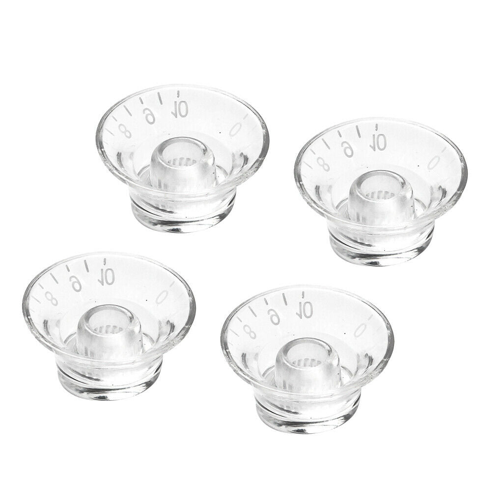 4Pcs Clear Guitar Speed Control Knobs for 6mm (0.24 inch) Dia. Shaft Pots -