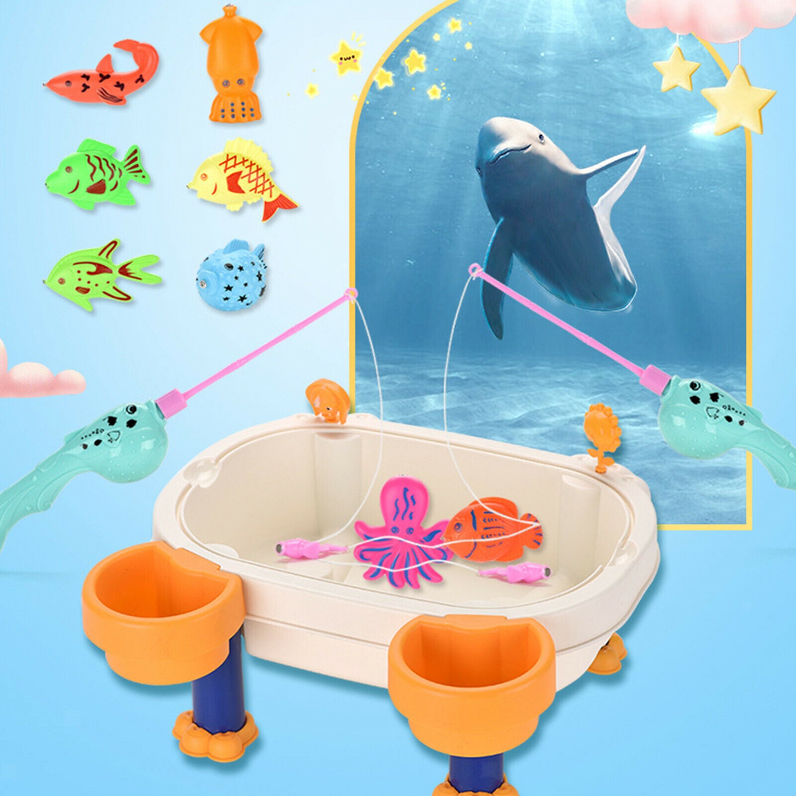 Educational Fishing Table Toys Colourful Magnetic Fishing Game Water Gift