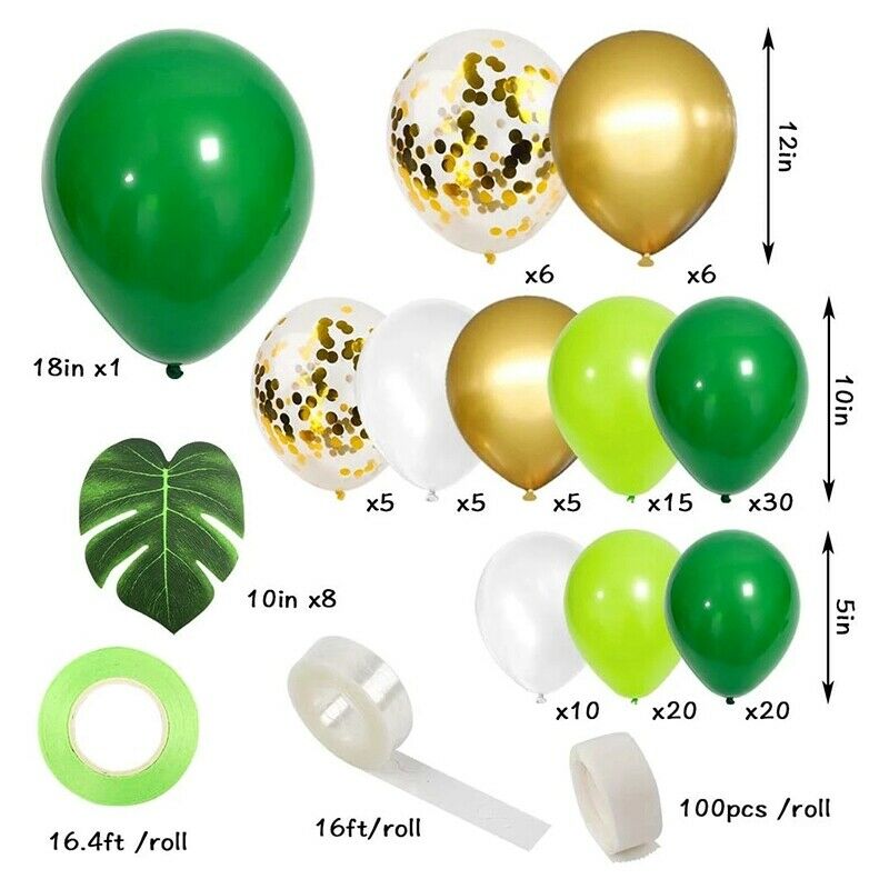134Pcs Jungle Party Balloon Arch Green Balloon Decoration, with Artificial TN8S5