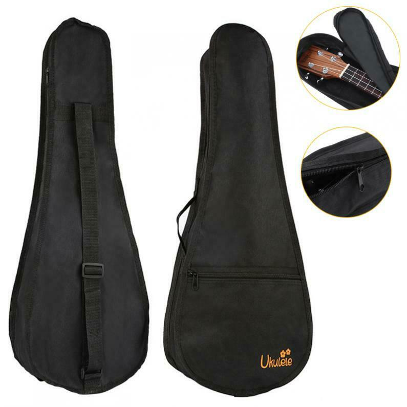 21'' Ukulele Gig Bag Black 600D Oxford Fabric Waterproof Hawaiian Guitar Case
