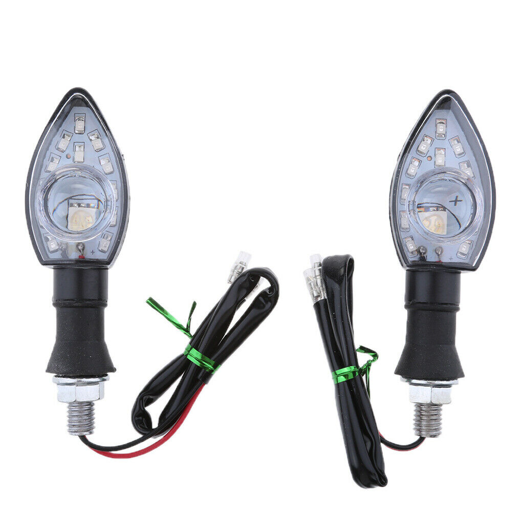 Pair 12V Motorcycle Bike LED Turn Signal Lights Brake Indicator Blue