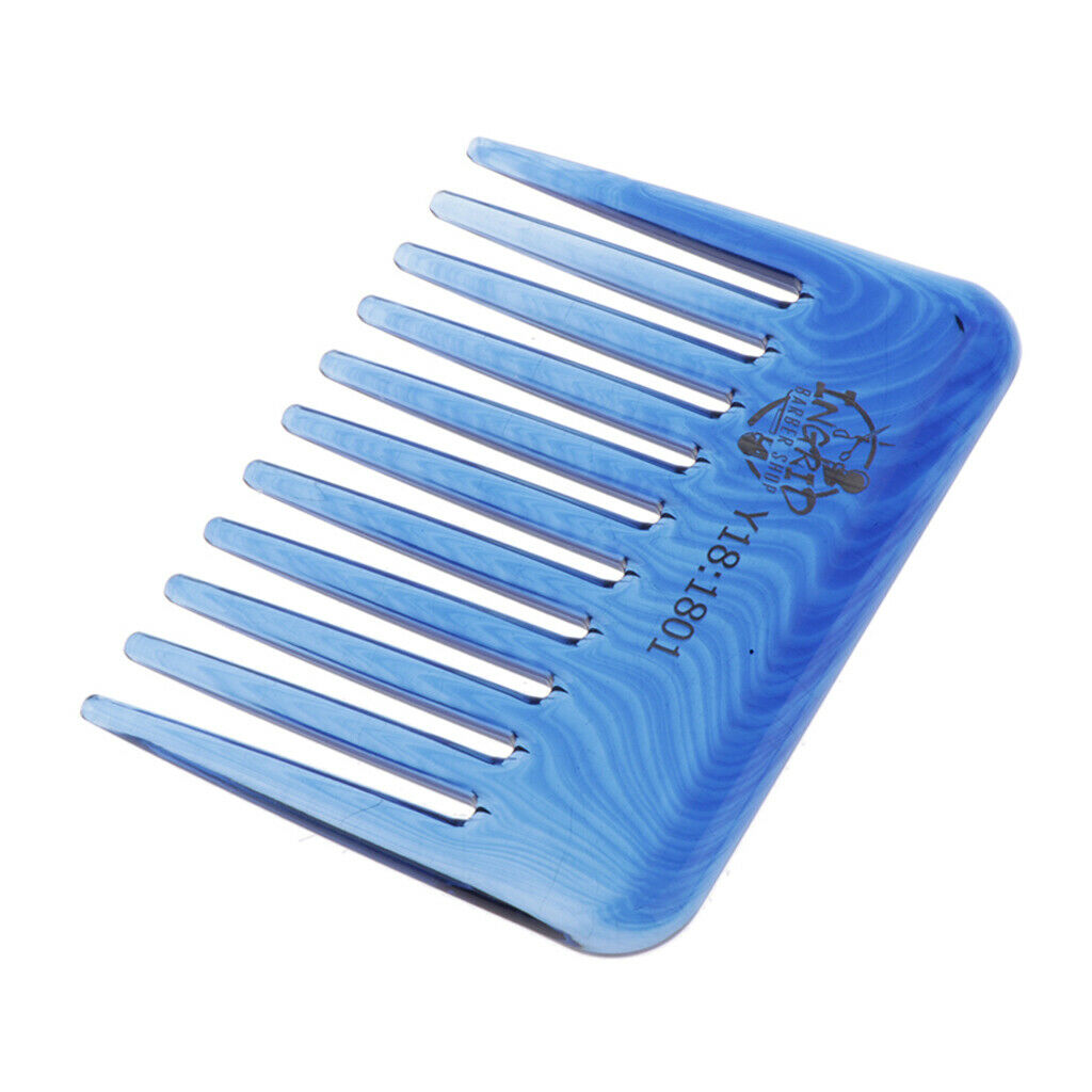 Wide-Teeth Detangling Curly Hair Comb Mens Back Head Styling Oil Comb Blue