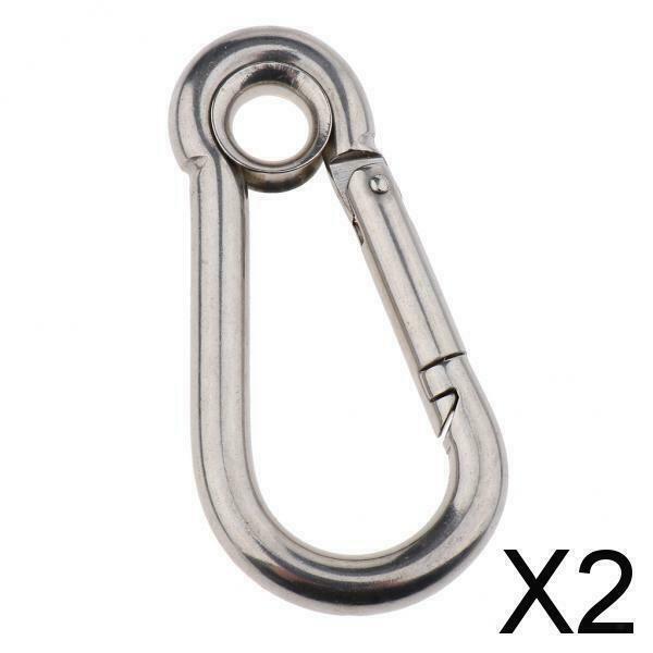 2X Spring Snap Hook Stainless Steel Clip Keychain Carabiner for Camping Hiking