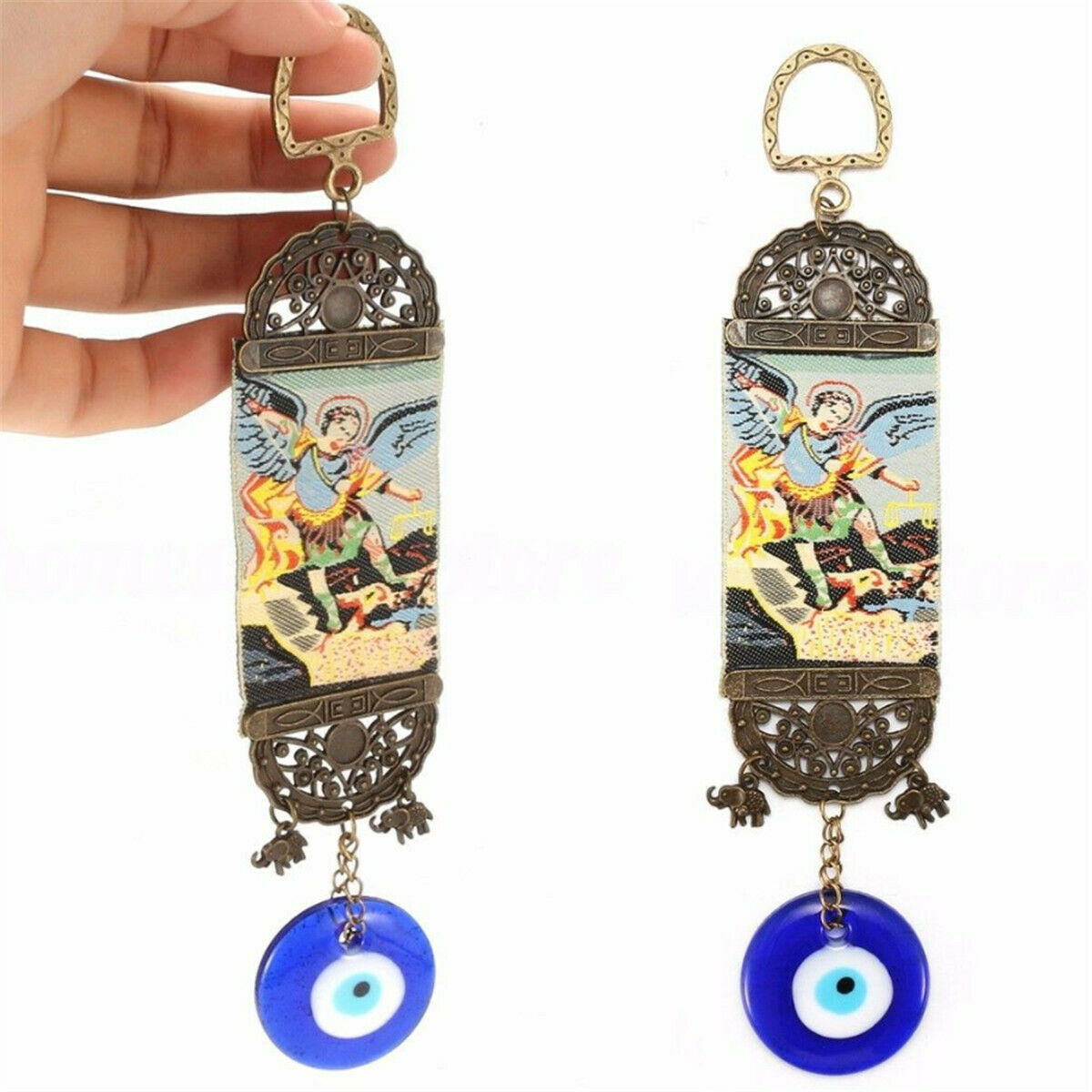 Turkish Greek Blue Big Evil Eye Amulet Wall Hanging Hand Made Lucky Pendant Gift