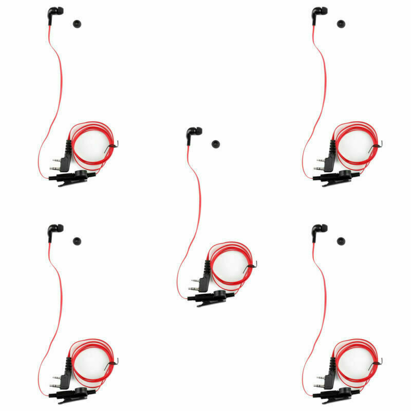 5x Headset Earpiece For Kenwood BAOFENG TYT LINTON UV-5R TG-UV2 Two Way Red CA