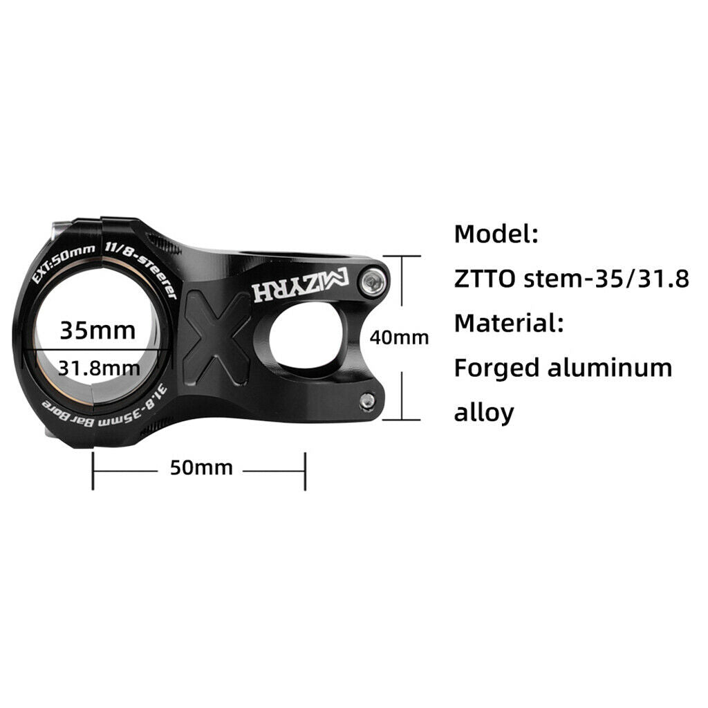 Bicycle Handlebar Stem Fix Gear MTB Bike Steer Tube 31.8/35mm Black