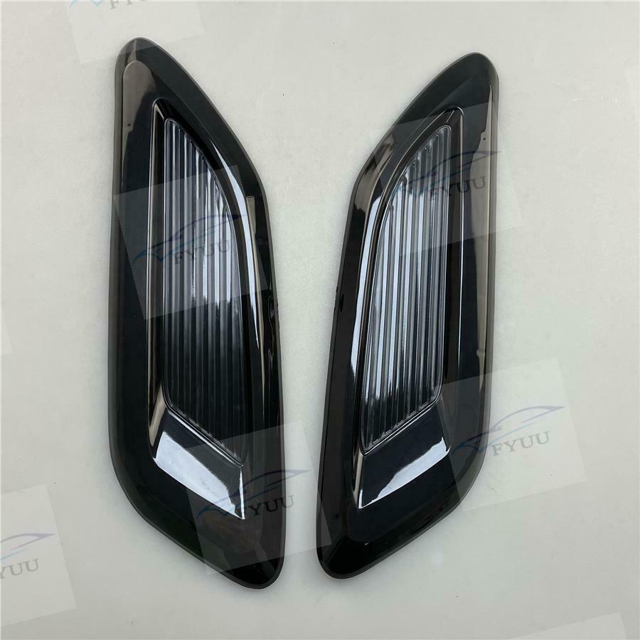 Pair Glossy Black ABS Car Air Flow Intake Hood Scoop Vent Bonnet Decor Cover