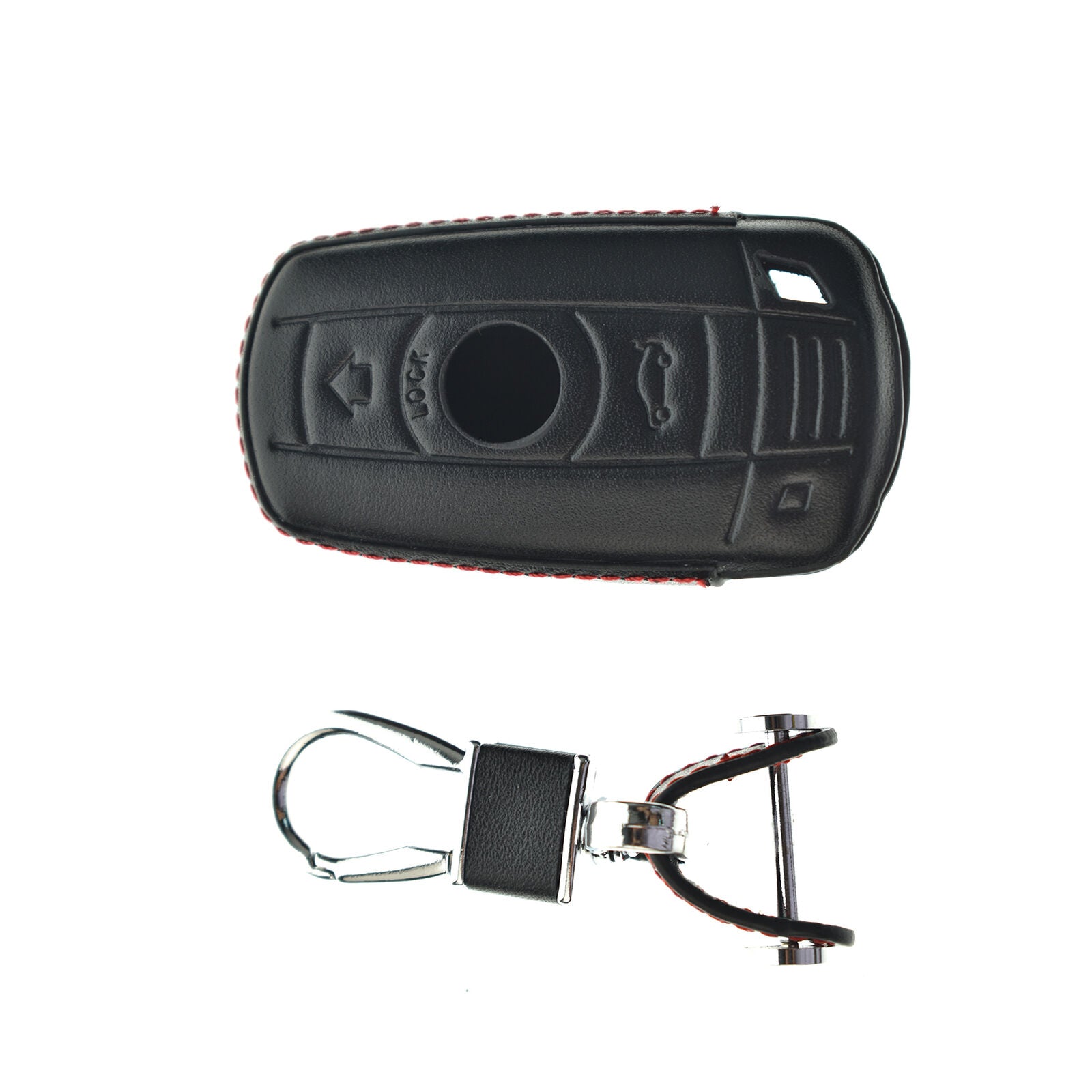For BMW 1 3 5 Series 2 Button Holder Leather Remote Fob Bag Car Key Cover Case