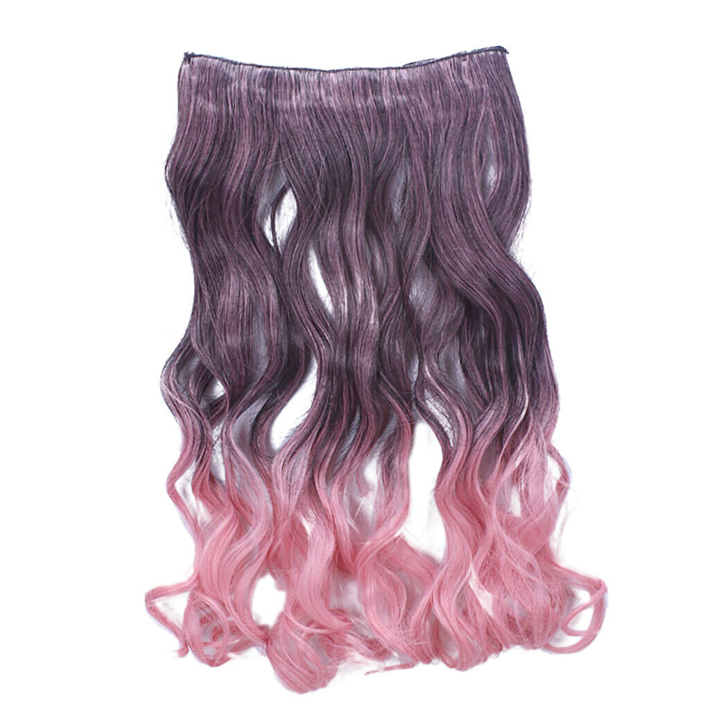 Beauty 24" Synthetic Curly Two Tone Ombre Hairpiece Clip in Hair Extensions