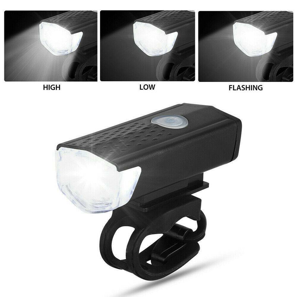 Bike Bicycle Cycling USB Rechargeable LED Head Front Light Rear Tail Lamp US