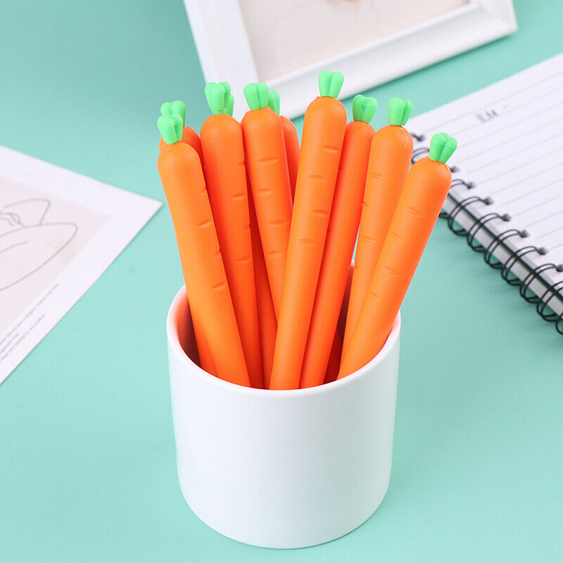 10pcs  0.5mm Gel Pen Black Ink Roller Marker Pen( Cute Carrot Styling)A KX