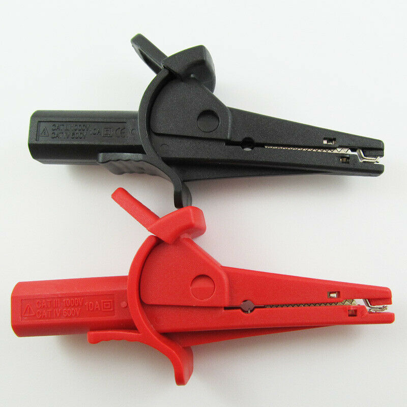 2pcs Long Jaw Safety Alligator Clip to 4mm Banana Female Insulated Test Clip