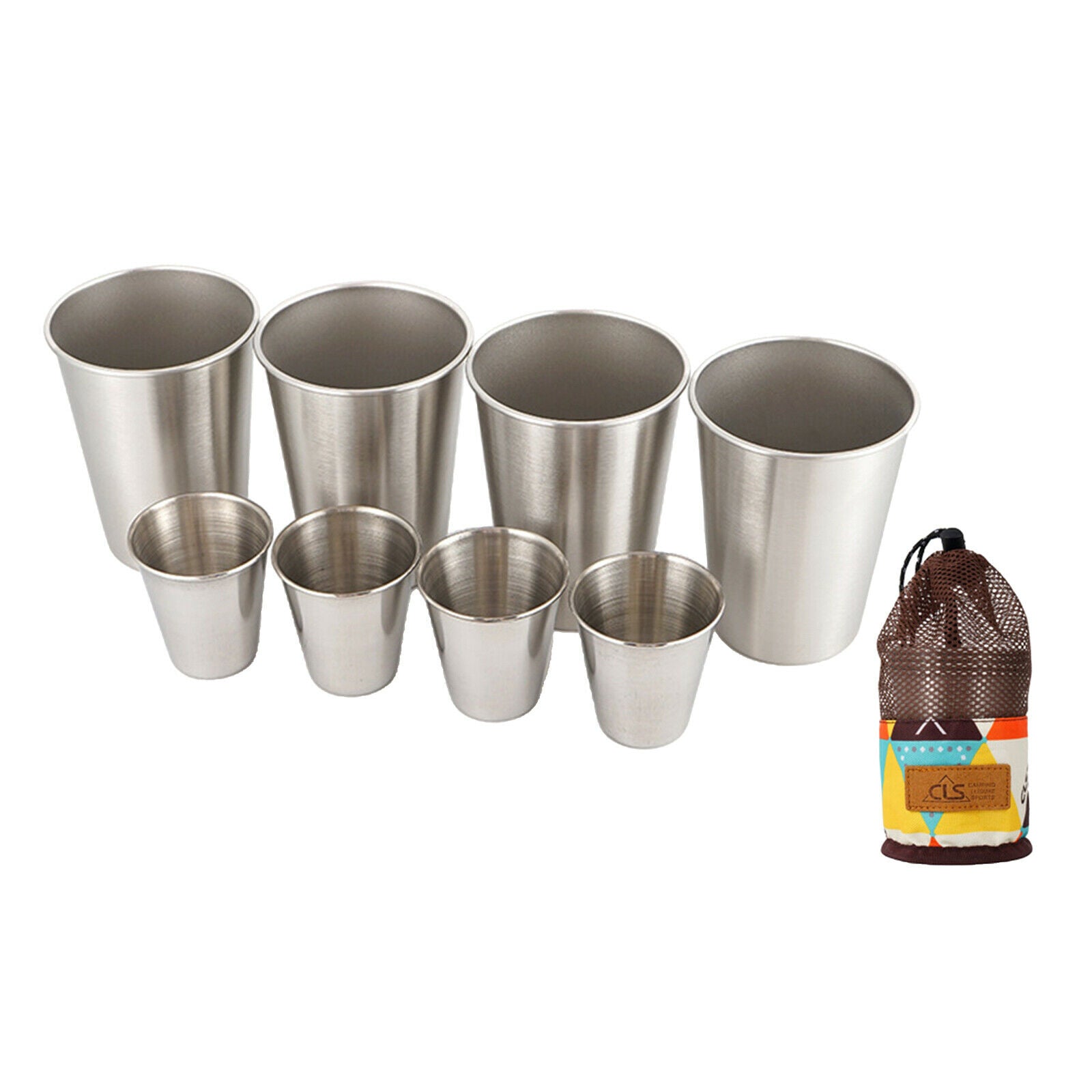 8x Stainless Steel Cup Coffee Drinking Cups Camping Picnic BBQ Pint Cup