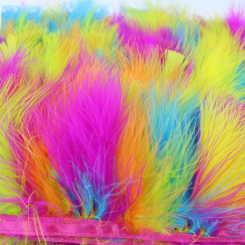Premium 2M Turkey Feather Trim Clothes Decorative Cut Fluffy Fringe Craft 8-10cm
