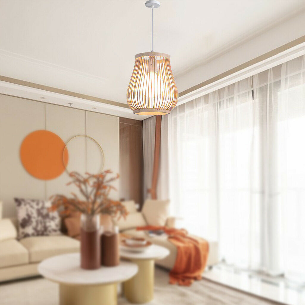 Bamboo Ceiling Hanging Lamp Shade Bar Office Tea Room Pendant Lighting Cover