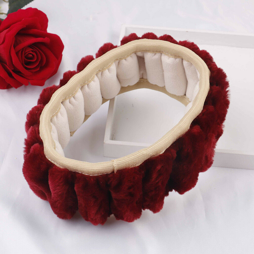 3Pcs/set Winter wine red warm plush car steering wheel cover handbrake cov Hw Qx