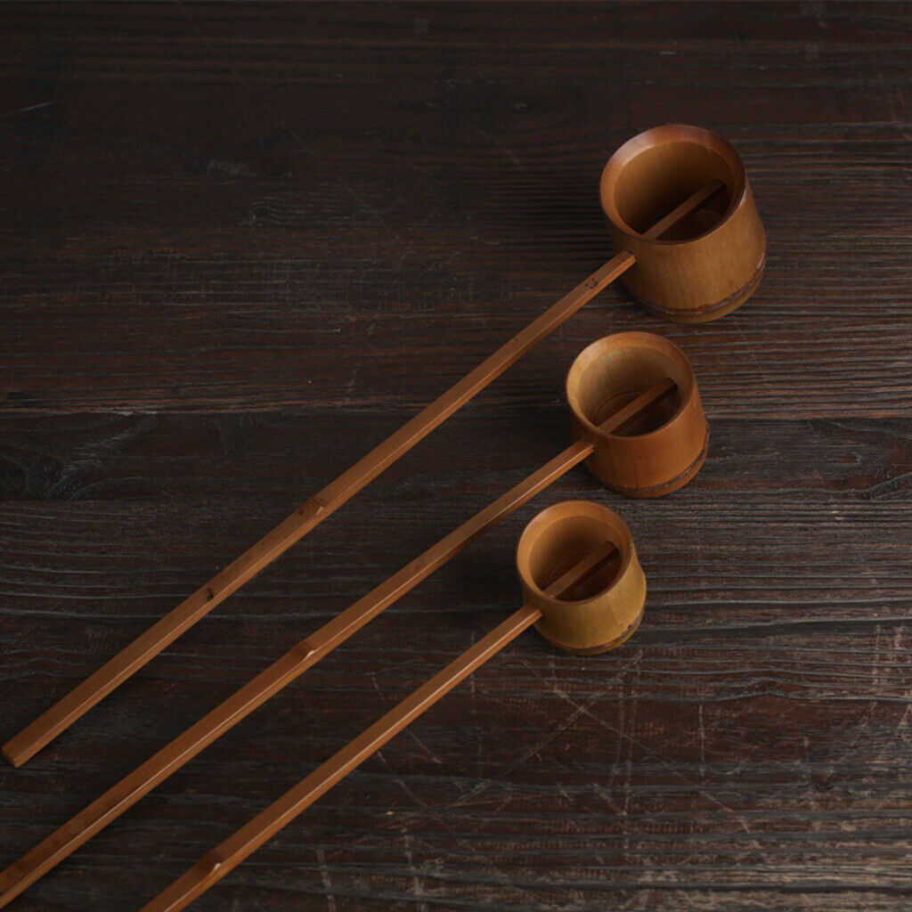 Natural Bamboo Japanese Water Ladle Handmade Water Bailer Dipper for Garden Tea