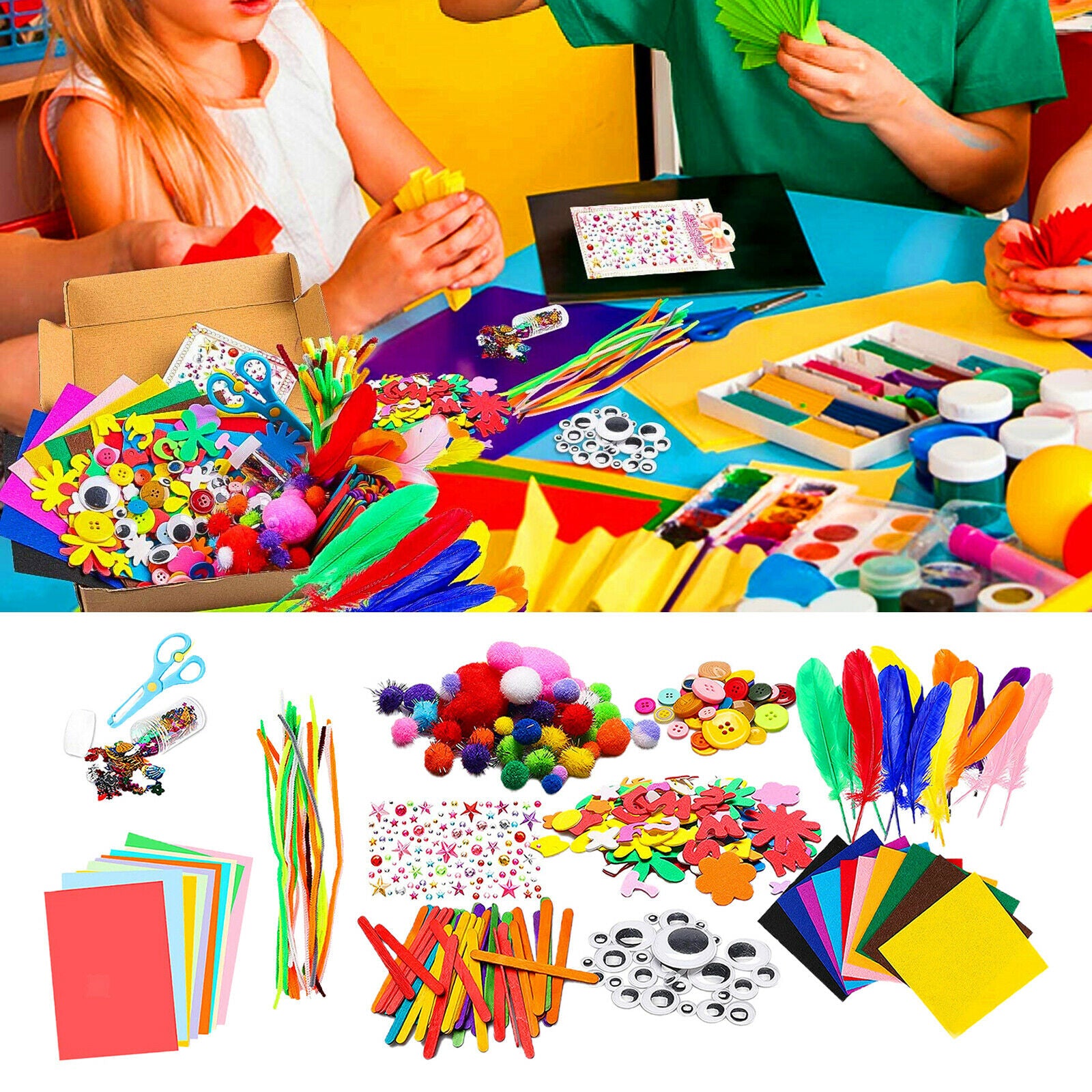 DIY Arts & Craft Set Colorful Feathers for Boys Girls Toddlers Ages 6 7 8
