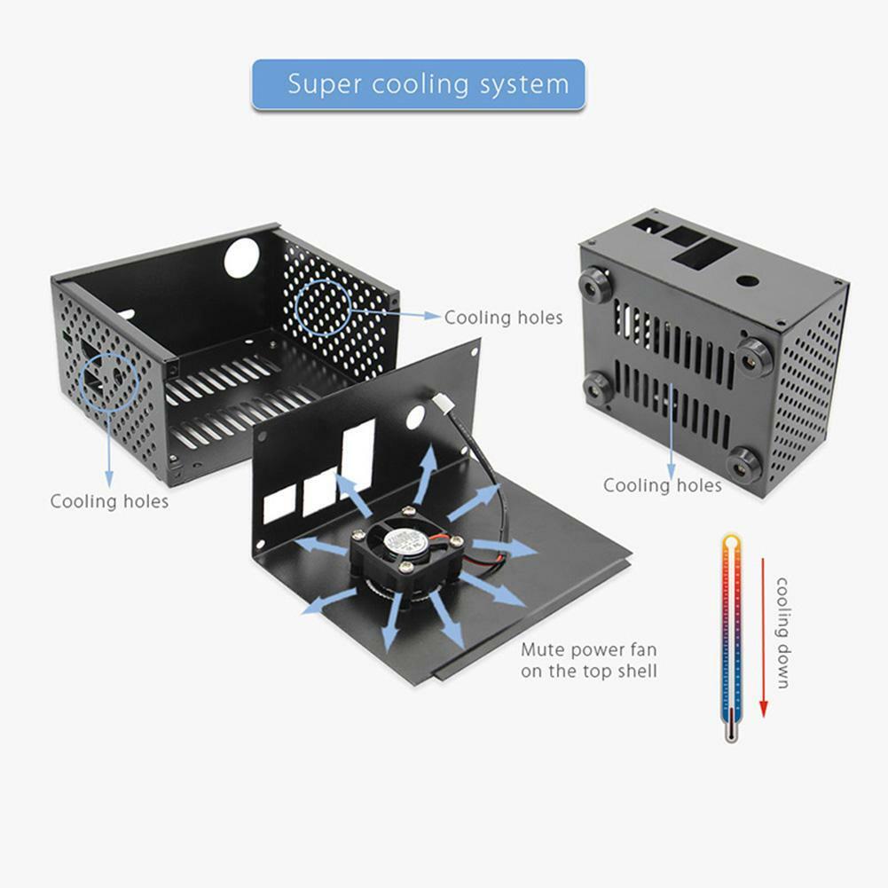 Raspberry Pi X820 V3.0 SATA Expansion Board Metal Case+Power Control Switch+Fan