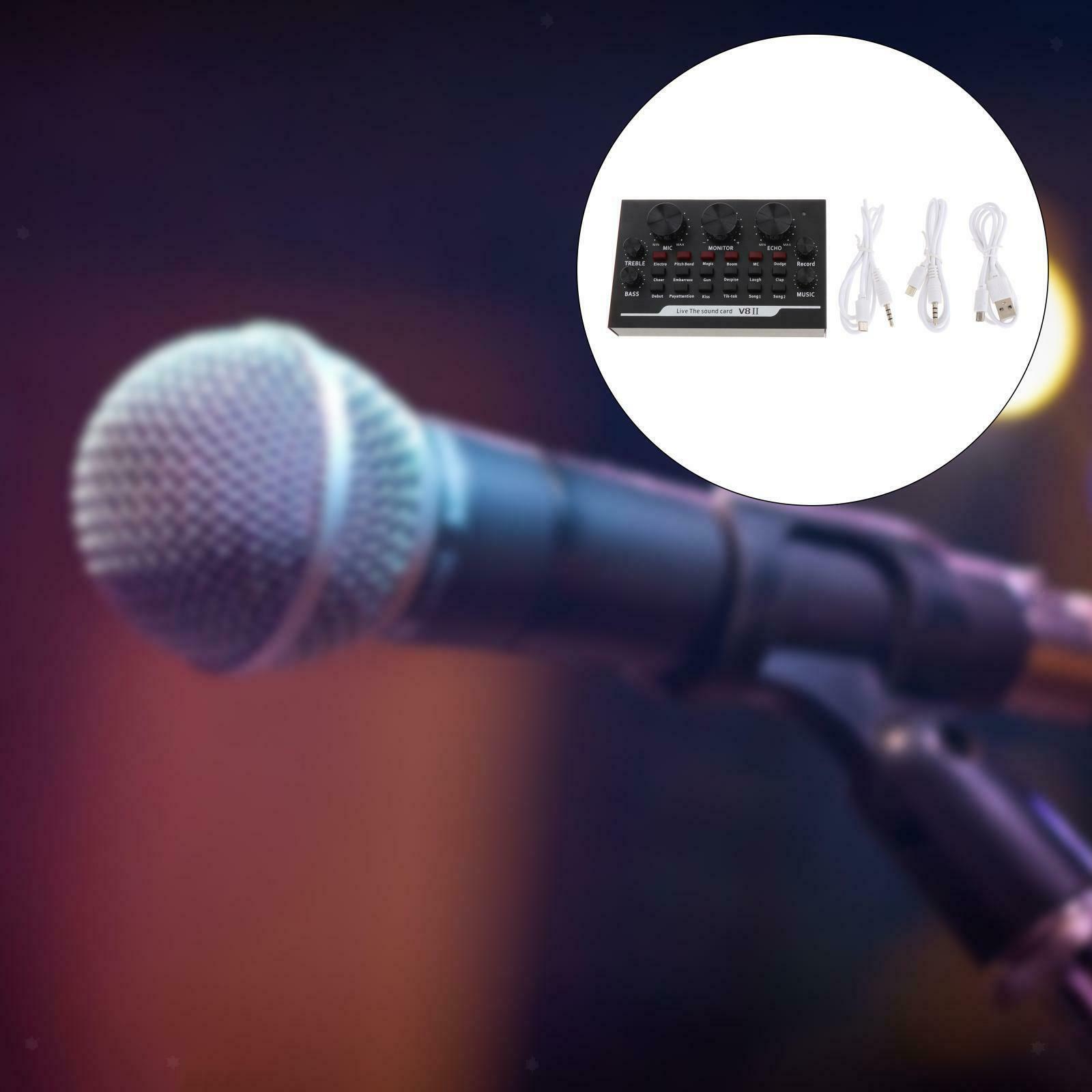 Mini Live Sound Card Audio Mixer with Sound Effects for Laptop Microphone