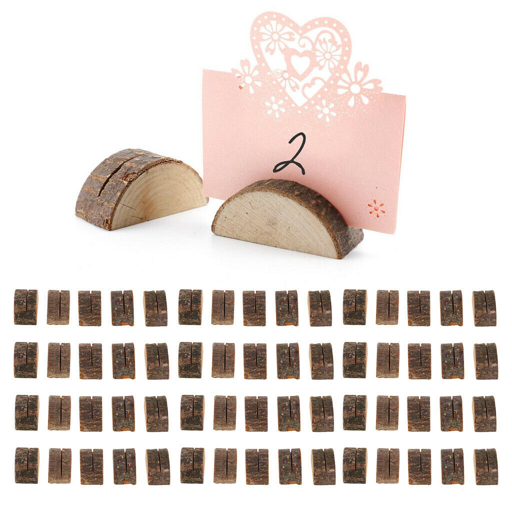 60 Pack Rustic Wooden Name Place Card Set  Wedding Party Stand Clip