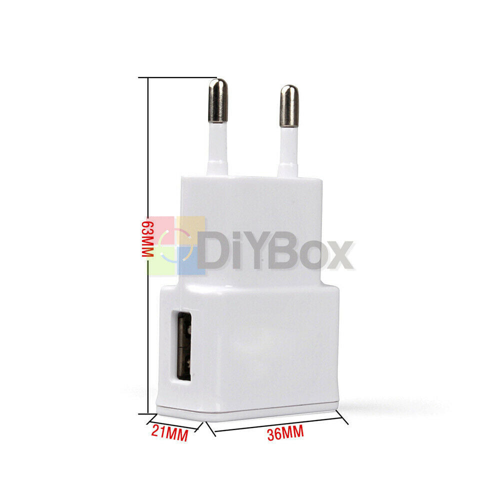White USB EU Plug 5V 2A Wall Charger 1 Port Charging Travel Power Adapter