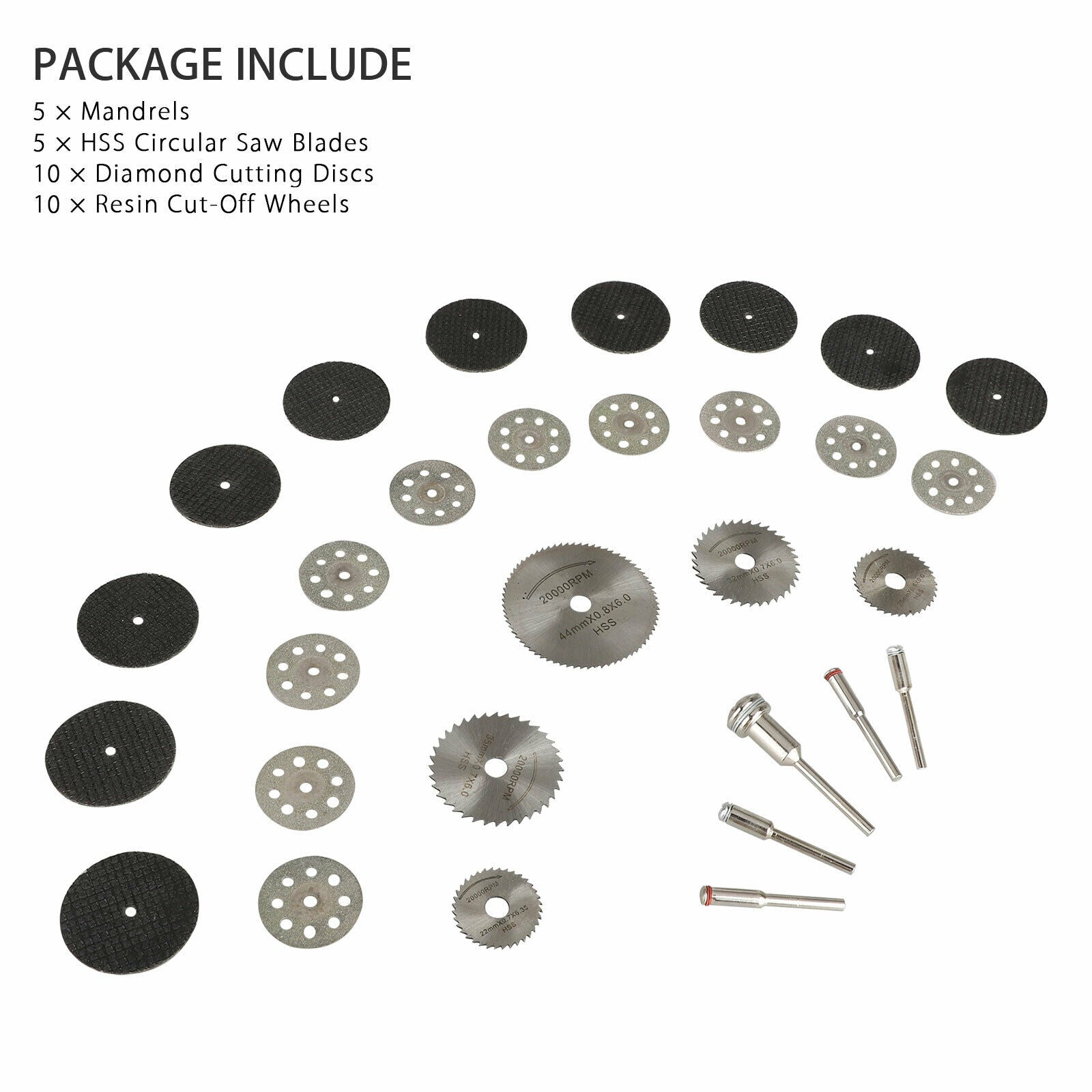 30Pcs Cutting Wheel Set for Mini Drill Dremel Rotary Tool Accessories w/ Mandrel