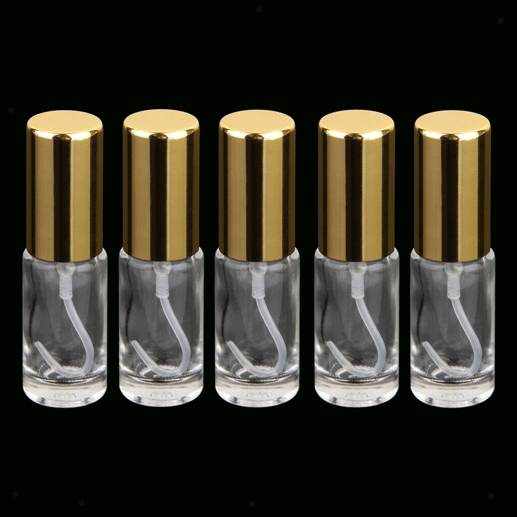 5x Mini Glass Refillable Perfume Empty Bottle Pump Spray Container Vial 5ml