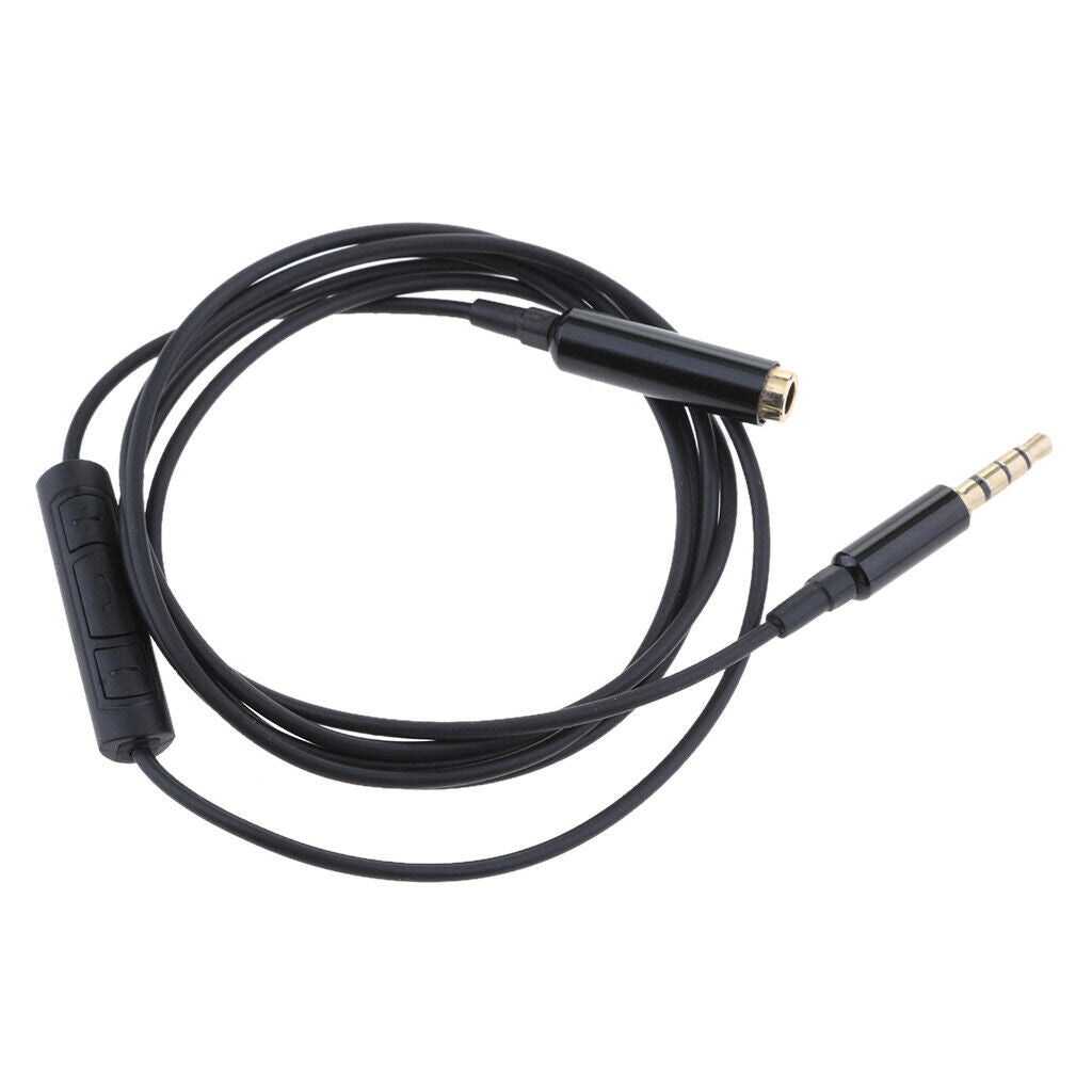 3 . 5mm   Male   to   Female   Stereo   With   Remote  &  Mic   Audio   Cable